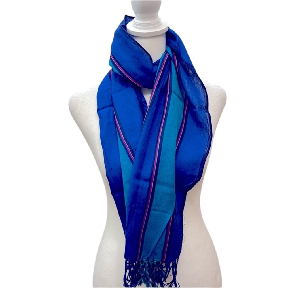 Vintage striped scarf. Silk and Cotton.